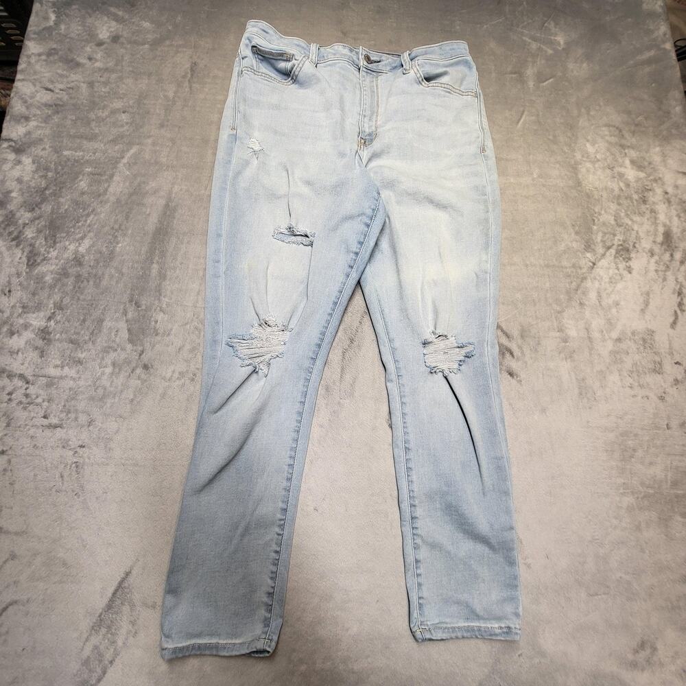 Arizona Jean Co Jeans Womens 15 Short Light Wash High Rise Jegging‎ Distressed